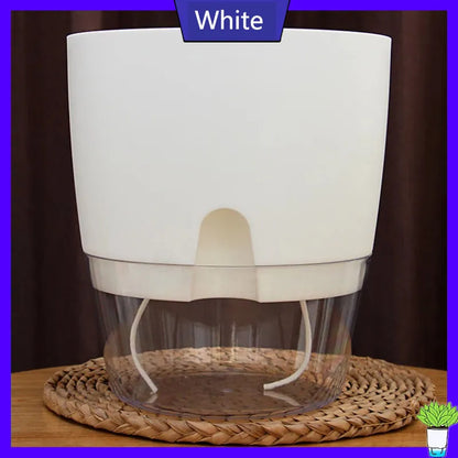 Transparent Self Watering Flower Pot - White / XLarge -ShopMallUniverse