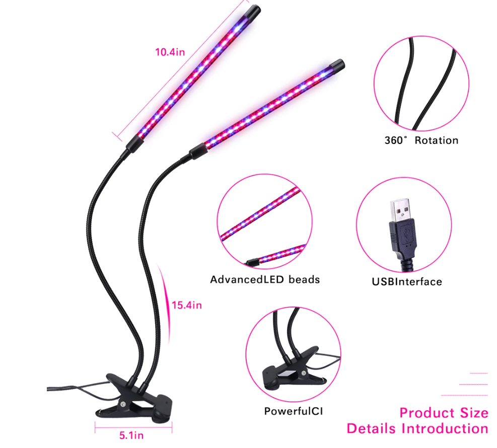 LED Phytolamp Grow Light For Plants - 2 Lights Gardening -ShopMallUniverse