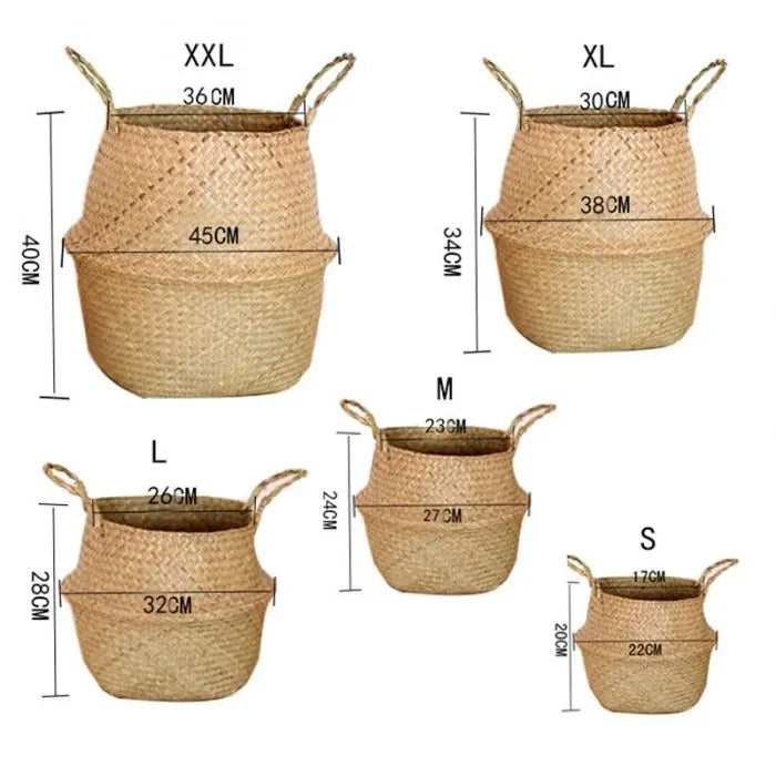 Coastal Charm Seaweed Wicker Hanging Basket: Versatile Storage and Stylish Floral Display -ShopMallUniverse