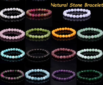 Natural Stone Bracelets with Amethysts, Turquoises, Tourmalines, and Aquamarines - Magnetic Health Protection Jewelry Gift for Men and Women -ShopMallUniverse