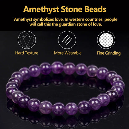 Natural Stone Bracelets with Amethysts, Turquoises, Tourmalines, and Aquamarines - Magnetic Health Protection Jewelry Gift for Men and Women -ShopMallUniverse