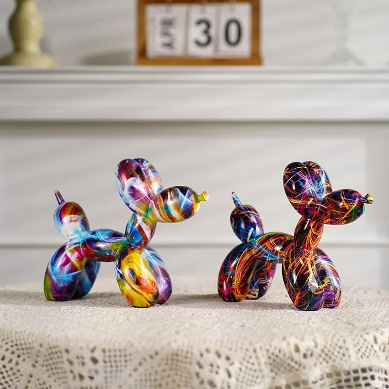 Expressive Graffiti Balloon Dog Figurines: Dynamic Art Sculpture for Stylish Home Decor -ShopMallUniverse