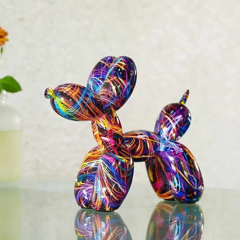 Expressive Graffiti Balloon Dog Figurines: Dynamic Art Sculpture for Stylish Home Decor -ShopMallUniverse