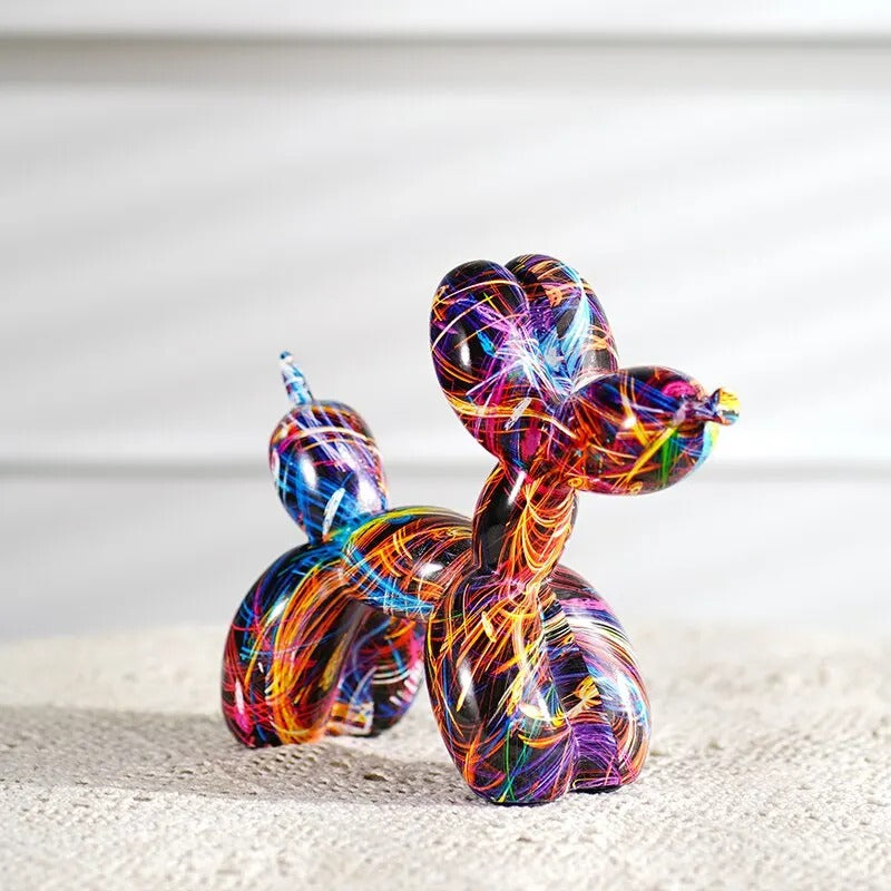 Expressive Graffiti Balloon Dog Figurines: Dynamic Art Sculpture for Stylish Home Decor -ShopMallUniverse