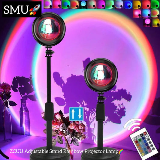 Sunset Symphony: Adjustable Stand Rainbow Projector Lamp for Serene Bedroom Atmosphere -ShopMallUniverse