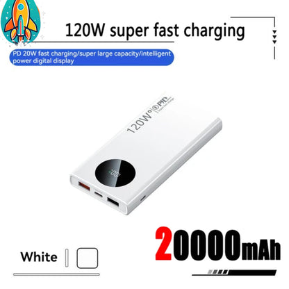 Revolutionary Ultra-Fast Charging 120W Power Bank with Clock - 10000mAh/20000mAh/50000mAh- Thin, Light, & Long Lasting - White / 20000mAh -ShopMallUniverse