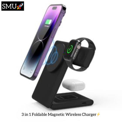 3 in 1 Foldable Magnetic Wireless Charger -ShopMallUniverse