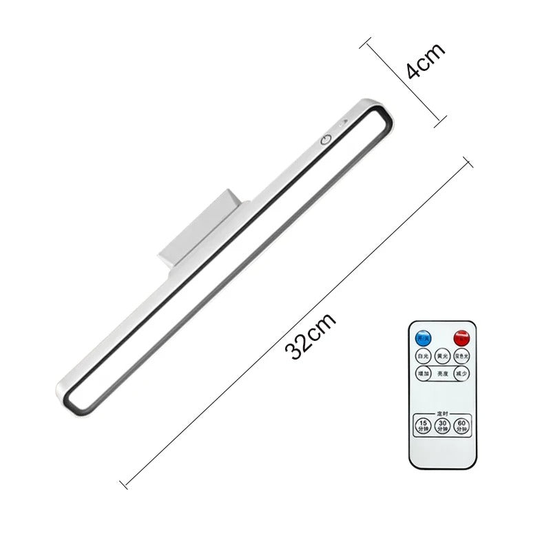 FlexBright: Magnetic Rechargeable LED Desk Lamp with Stepless Dimming - White/ Remote Control -ShopMallUniverse