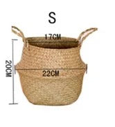 Coastal Charm Seaweed Wicker Hanging Basket: Versatile Storage and Stylish Floral Display - 8.5 Inches SMALL -ShopMallUniverse