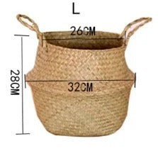 Coastal Charm Seaweed Wicker Hanging Basket: Versatile Storage and Stylish Floral Display - 12.5 Inches Large -ShopMallUniverse