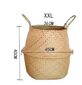 Coastal Charm Seaweed Wicker Hanging Basket: Versatile Storage and Stylish Floral Display - 17.5Inches XXLarge -ShopMallUniverse