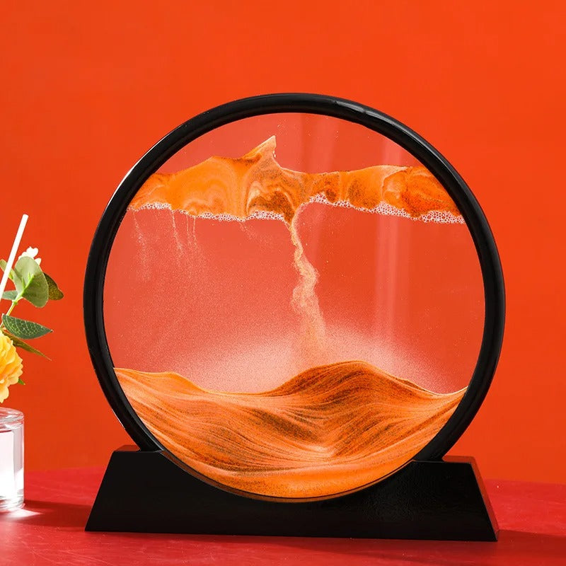 Mesmerizing 3D Sand Art - Captivating Decor - 5 Inches / Black / Orange -ShopMallUniverse