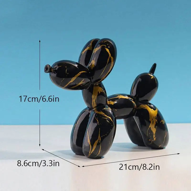 Expressive Graffiti Balloon Dog Figurines: Dynamic Art Sculpture for Stylish Home Decor - Black/Gold -ShopMallUniverse