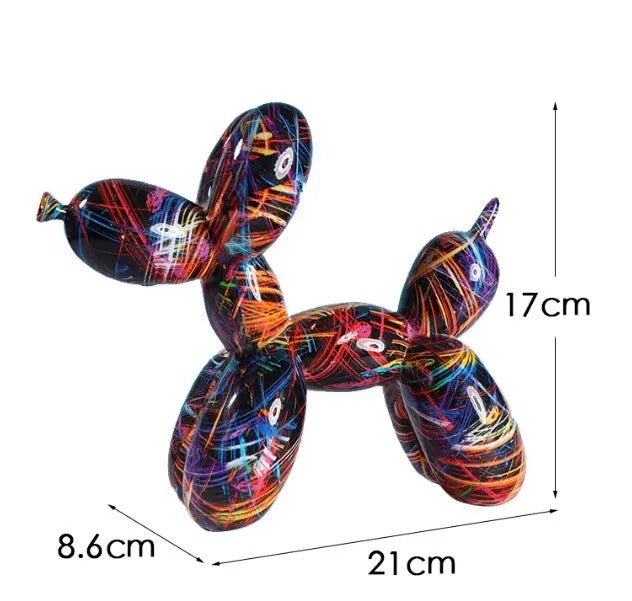 Expressive Graffiti Balloon Dog Figurines: Dynamic Art Sculpture for Stylish Home Decor - Striped -ShopMallUniverse