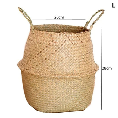 Artisan Woven Plant Pot: Handcrafted Straw Weaving for Indoor and Outdoor Plant Decor - Large / Pale Yellow -ShopMallUniverse