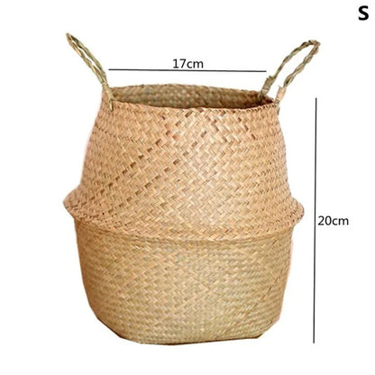 Artisan Woven Plant Pot: Handcrafted Straw Weaving for Indoor and Outdoor Plant Decor - Small / Pale Yellow -ShopMallUniverse