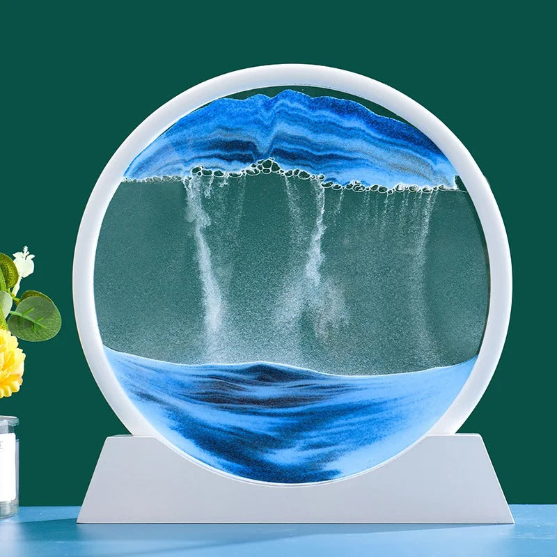 Mesmerizing 3D Sand Art - Captivating Decor - 5 Inches / White / Blue -ShopMallUniverse