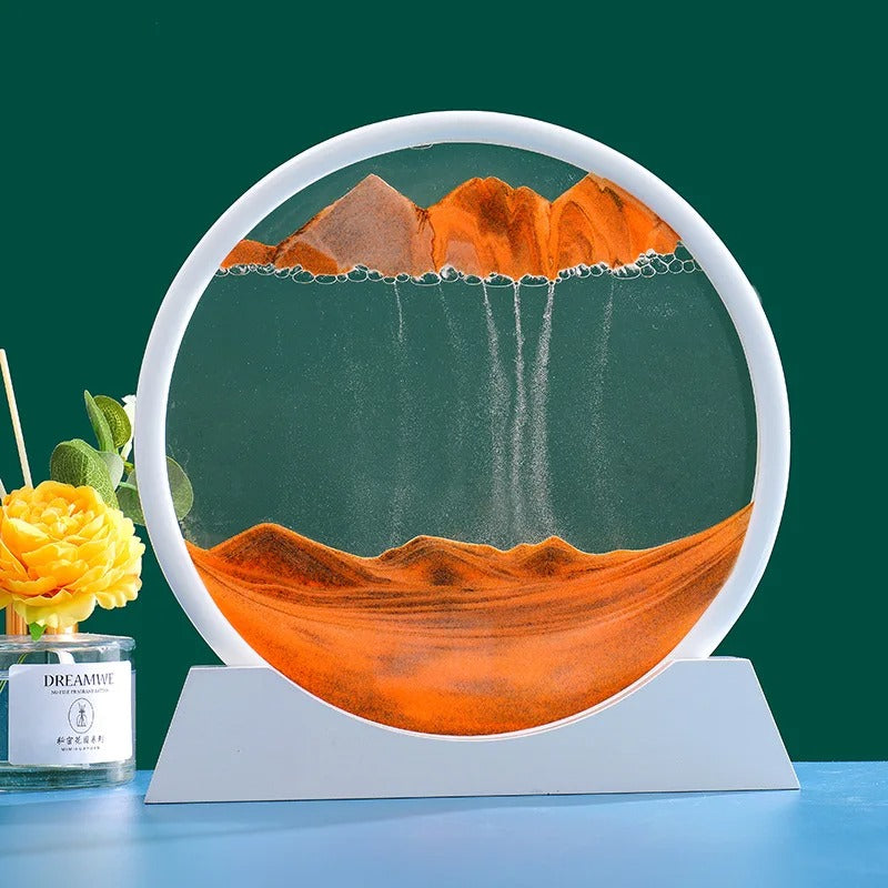 Mesmerizing 3D Sand Art - Captivating Decor - 5 Inches / White / Orange -ShopMallUniverse