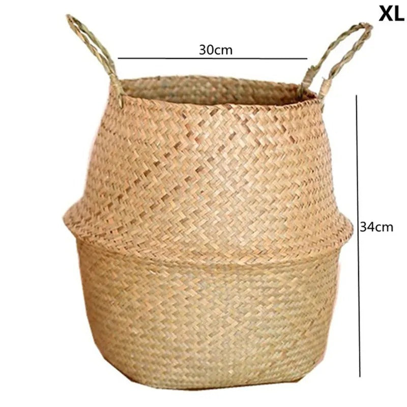 Artisan Woven Plant Pot: Handcrafted Straw Weaving for Indoor and Outdoor Plant Decor - XL / Pale Yellow -ShopMallUniverse