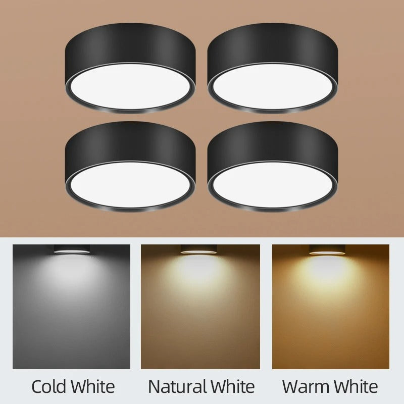 Set of 4 Modern 10W LED Surface Mounted Ceiling Lights for Stylish Living Spaces - Black / 5W / Cold White Light -ShopMallUniverse