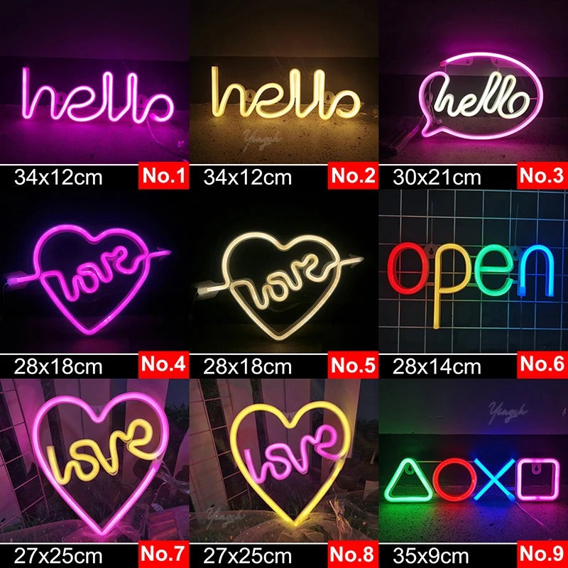 LED Neon Light Sign - No.1/Pink/Hello -ShopMallUniverse