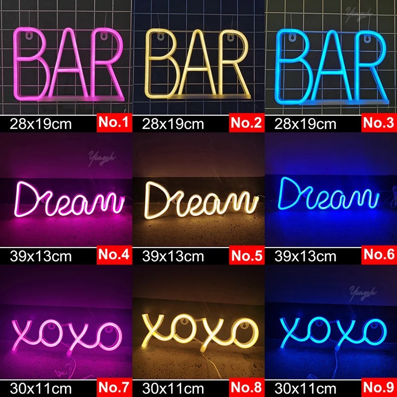 LED Neon Light Sign - No.1/Pink/Bar -ShopMallUniverse