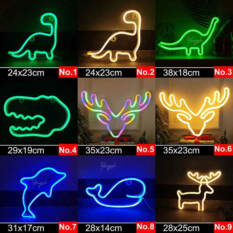 LED Neon Light Sign - No.1/Green/Dino -ShopMallUniverse