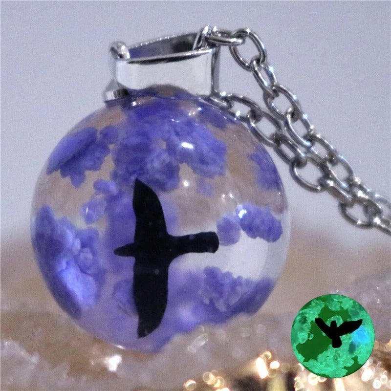 Transparent Resin Moon Necklace - Round Shape / Purple -ShopMallUniverse