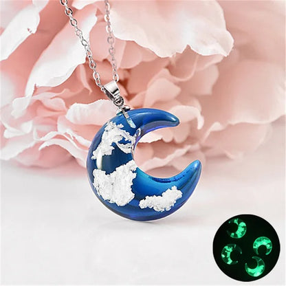 Transparent Resin Moon Necklace -ShopMallUniverse