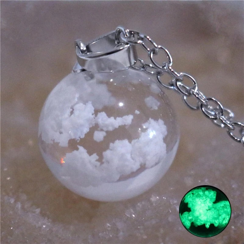 Transparent Resin Moon Necklace - Round Shape / White -ShopMallUniverse