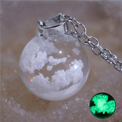 Transparent Resin Moon Necklace - Round Shape / White -ShopMallUniverse