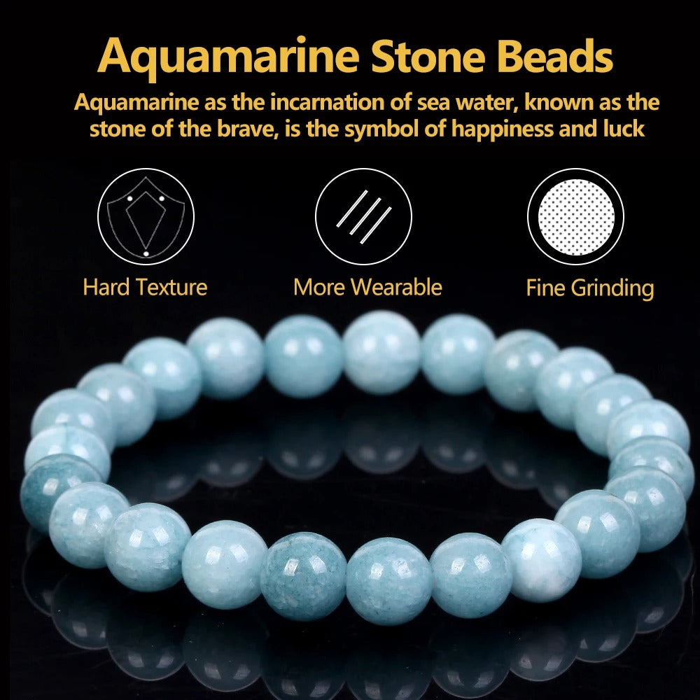 Natural Stone Bracelets with Amethysts, Turquoises, Tourmalines, and Aquamarines - Magnetic Health Protection Jewelry Gift for Men and Women -ShopMallUniverse