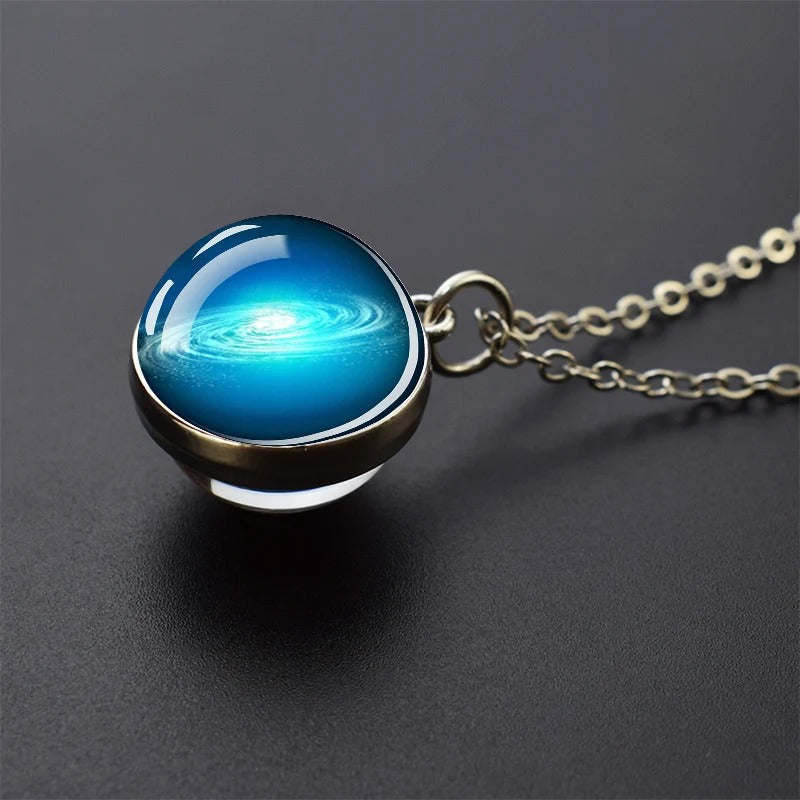 Cosmic Orb Necklace - Blue Solar System -ShopMallUniverse